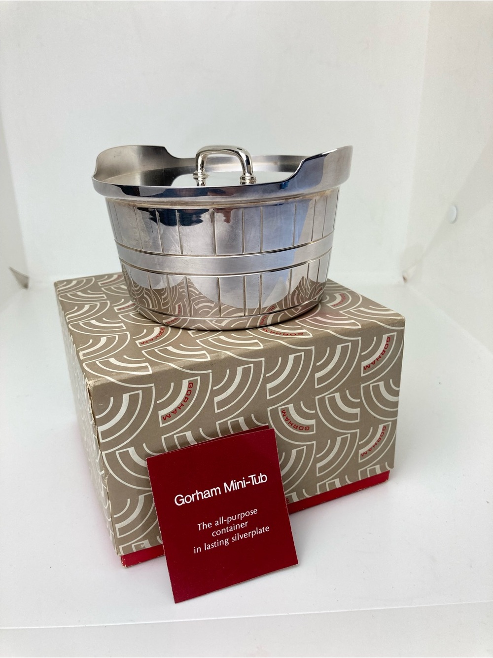 1950's Gorham EP YC348 Silverplate Lidded Butter Tub / Barrel / Bucket